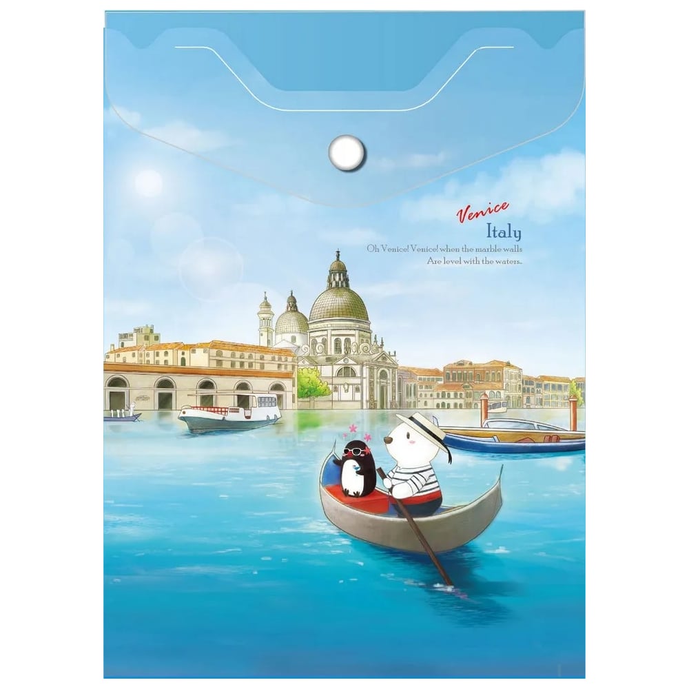 Изображение товара Папка-конверт COMIX География на кнопке A6 Венеция 12 шт в упаковке