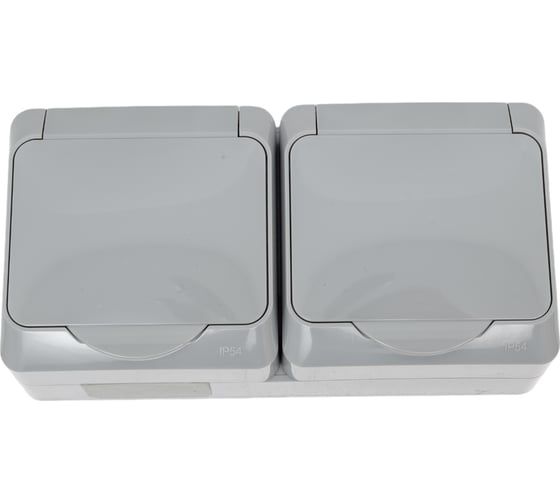 Изображение товара Розетка 2-м TOKOV ELECTRIC оп nix 16а ip54 250в с заземл. с крышкой сер. TKE-NX-R2Z-C06-IP54