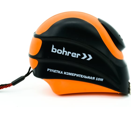 Изображение товара Измерительная рулетка BOHRER Комфорт 10 м, 25 мм, автостоп, магнитный зацеп, обрезиненный ударопрочный корпус 41041025