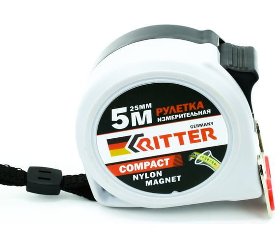 Изображение товара Измерительная рулетка RITTER Compact 5 м, 25 мм, магнит, двухсторонняя, нейлон HT503525