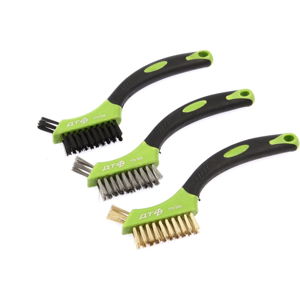 Изображение товара Набор щеток мини с прорезиненными рукоятками из стали, латуни и нейлона