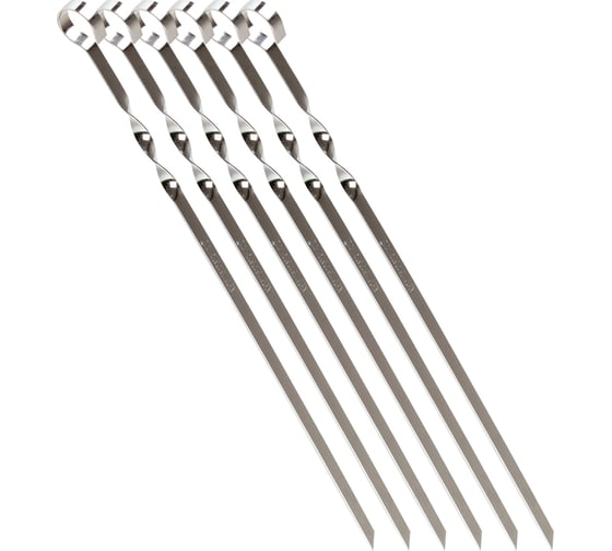 Изображение товара Набор плоских шампуров Пикничок, толщ 1.5мм, 60см ширина 1см, 6 штук в блистере 401-600