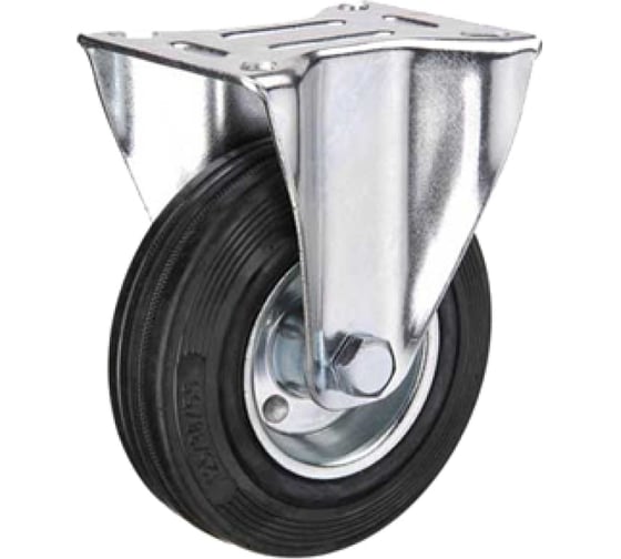 Изображение товара Промышленное усиленное колесо FRC 54 (125 мм, площадка, неповоротное, черная резина, роликоподшипник) TOR 1027191