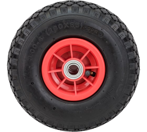 Изображение товара Пневматическое колесо PR 1805 пластиковый обод, симметричная ступица, шарикопшипник (260 мм, ось 20 мм, 3.00-4) TOR 1031441