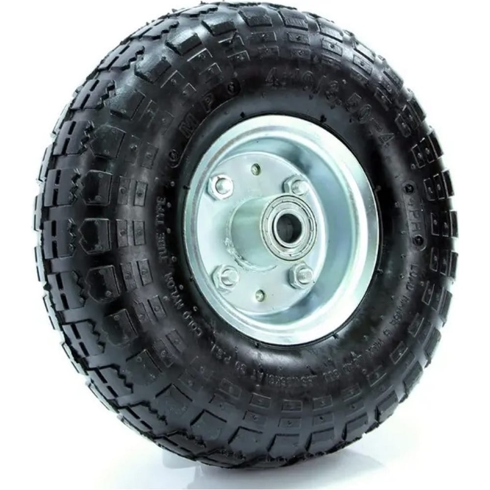 Пневматическое колесо TOR 1031440 PR 1804 металлический обод, симметричная ступица, шарикопшипник (260 мм, ось 20 мм, 3.50-4) - фото 1