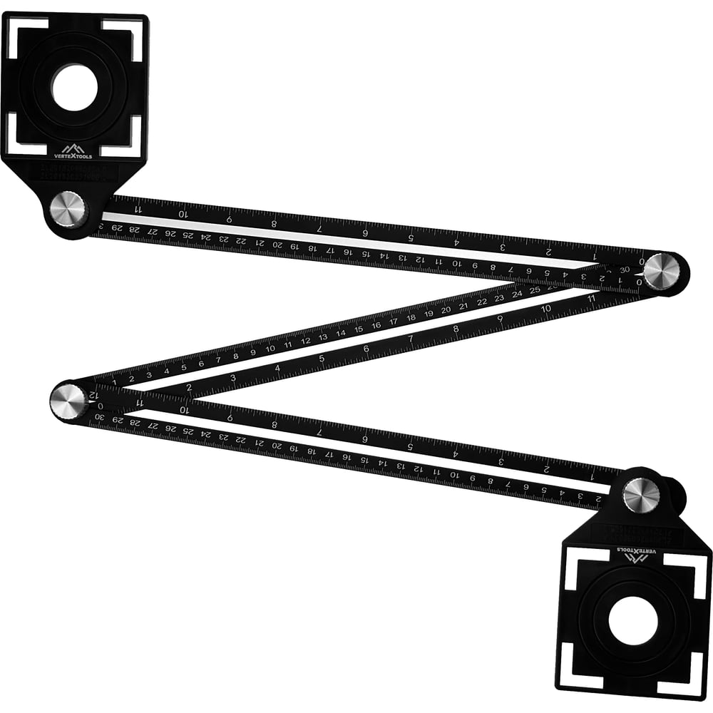 Изображение товара Складная регулируемая линейка для определения отверстий в керамической плитке vertextools 3043-2