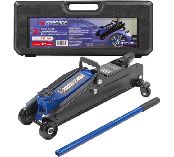 Изображение товара Подкатной гидравлический домкрат Forsage 2т, h min 133мм, h max 387мм в кейсе F-DT2502F(52631)