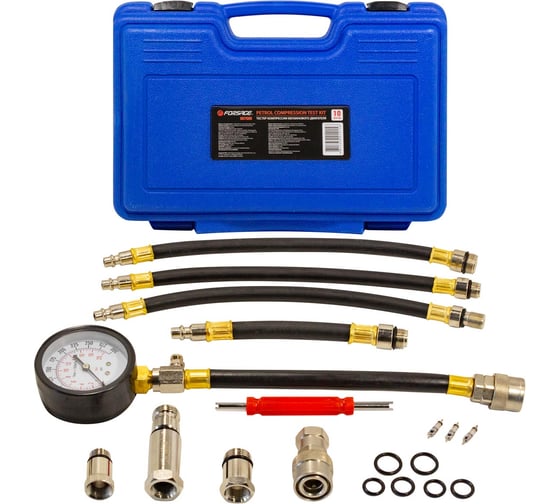 Изображение товара Тестер компрессии бензинового двигателя Forsage 10пр., 0-20 бар, в кейсе F-907G08(51330)