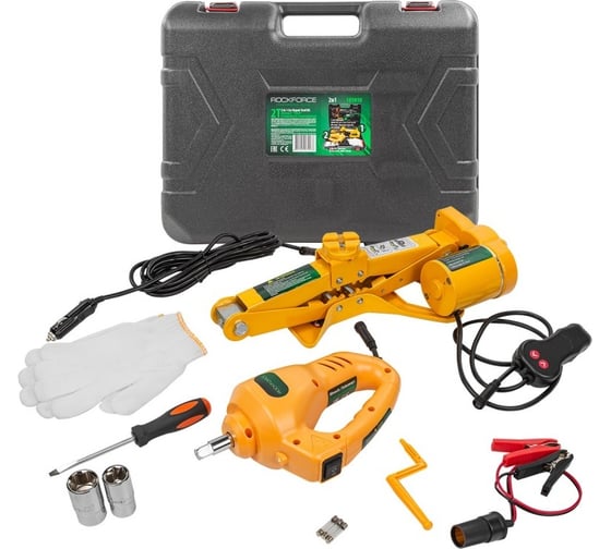 Изображение товара Механический домкрат Rockforce ромб, 2 т, в комплекте с аксессуарами RF-101010(54629)