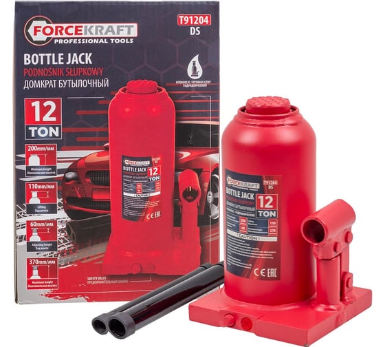 Изображение товара Бутылочный домкрат Forcekraft 12т с клапаном h min-217мм, h max-407мм FK-T91204 DS(26580)