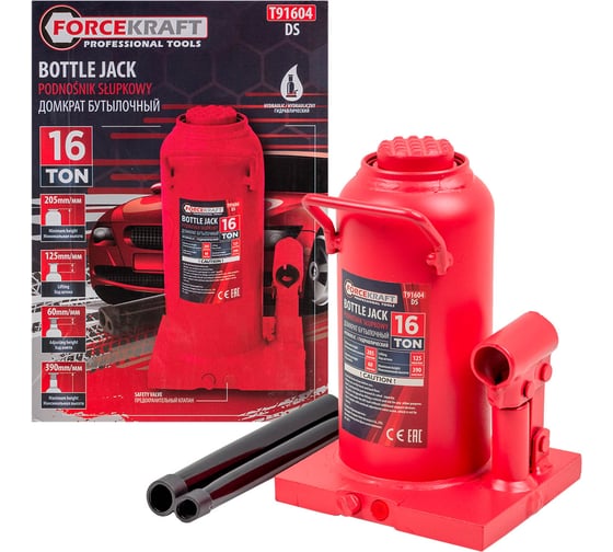 Изображение товара Бутылочный домкрат Forcekraft 16т с клапаном h min-227мм, h max-427мм FK-T91604(DS)