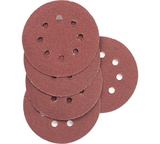 Изображение товара Круги абразивные на ворсовой основе под липучку (5 шт; 125 мм; P80; 8 отв) Vira 558006
