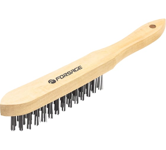 Изображение товара Щетка по металлу Forsage ручная в деревянном корпусе проволока из высокоуглеродистой стали, 4x15рядов F-340116217(17406)