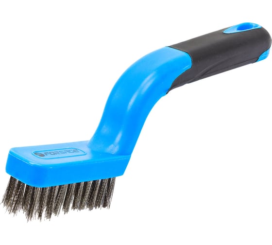 Изображение товара Ручная щетка-мини по металлу в пластиковом корпусе с прорезиненной рукояткой Forsage проволока из нержавеющей стали, 3x10 рядов F-34012829(17432)