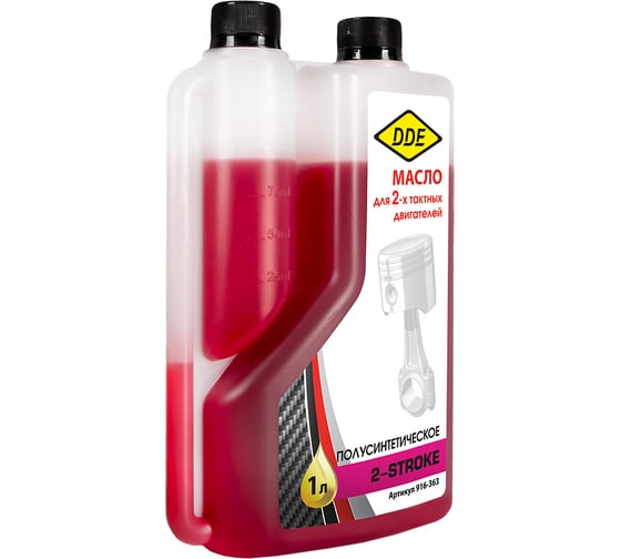 Изображение товара Масло 2-тактное полусинтетическое, 1 л, красное, стандарт API TС, с дозатором DDE 916-363