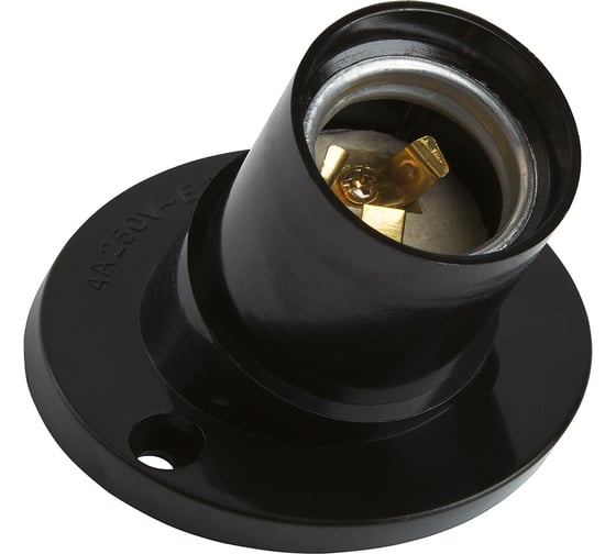 Изображение товара Потолочный косой патрон FERON Lh83 Е27, 250v, карболит, латунь, черный, размер 55x71 мм, 41043