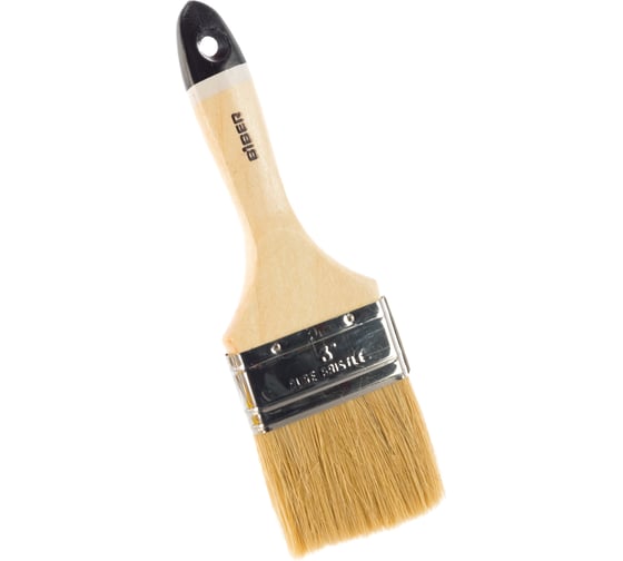Изображение товара Кисть Профи (флейцевая, натуральная щетина, деревянная рукоятка) 75мм Biber 31155 тов-001983