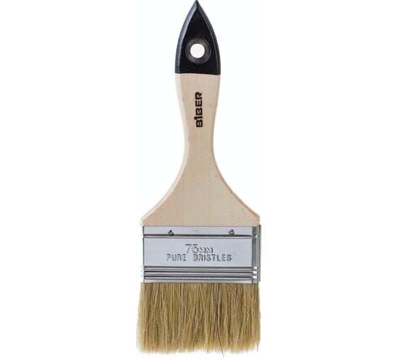 Изображение товара Кисть Стандарт (флейцевая, натуральная щетина, деревянная рукоятка) 75мм Biber 31126 тов-002007