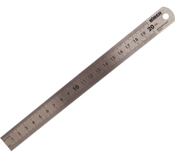 Изображение товара Линейка 200мм (нержавеющая сталь, двухсторонняя шкала) Biber 40161 тов-172035