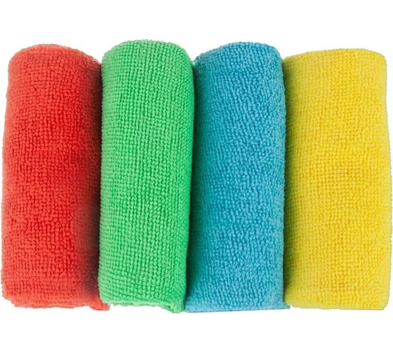 Изображение товара Универсальные хозяйственные салфетки ООО Комус из микрофибры 180 г/кв. м, 40x40 см, 4 шт. в упаковке 1604405