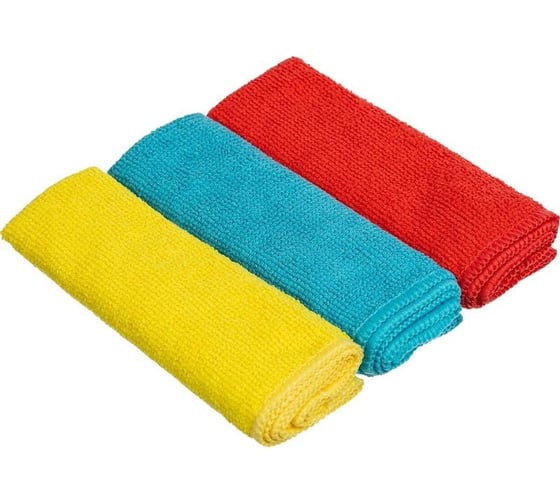 Изображение товара Универсальные хозяйственные салфетки ООО Комус из микрофибры 180 г/кв. м, 30x30 см, 3 шт. в упаковке 1604397