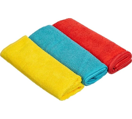 Изображение товара Универсальные хозяйственные салфетки ООО Комус из микрофибры 220 г/кв. м, 30x30 см, 3 шт. в упаковке 1612805