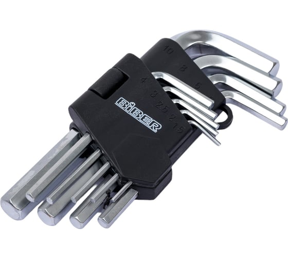 Изображение товара Набор имбусовых коротких ключей CRV 1.5-10мм Biber 90503 тов-085696