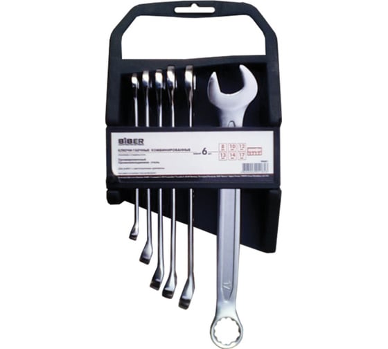 Изображение товара Набор ключей (гаечных, комбинированных, CrV) 8-17мм 6шт Biber ПРОФИ 90681 тов-155284