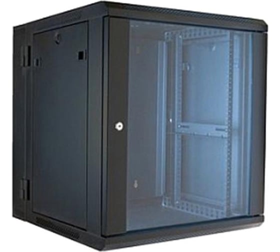 Изображение товара Настенный шкаф Wize Pro W12UR/RE12RU 19", 12U, 600x600 мм, передняя дверь стеклянная, задняя дверь - металл, откидная 104181