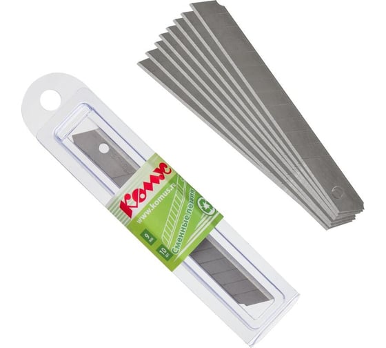 Изображение товара Лезвия сменные сегментированные (10 шт.; 9 мм) для канцелярских ножей Комус 159344