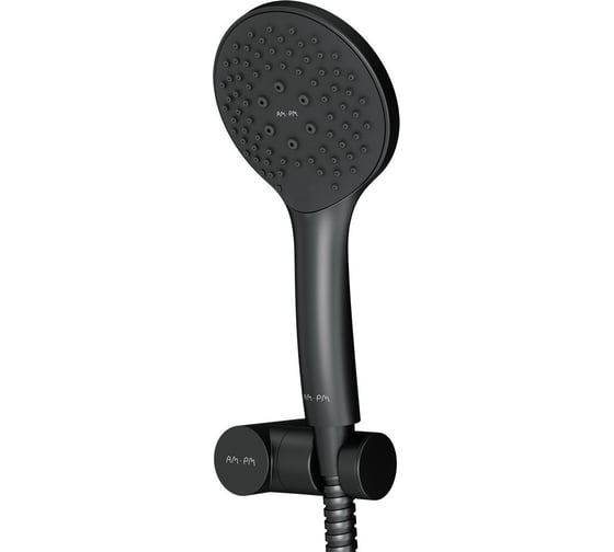 Изображение товара Душевой набор AM.PM Gem ручной душ 110 мм, держатель ручного душа, душевой шланг, чёрный F0119022