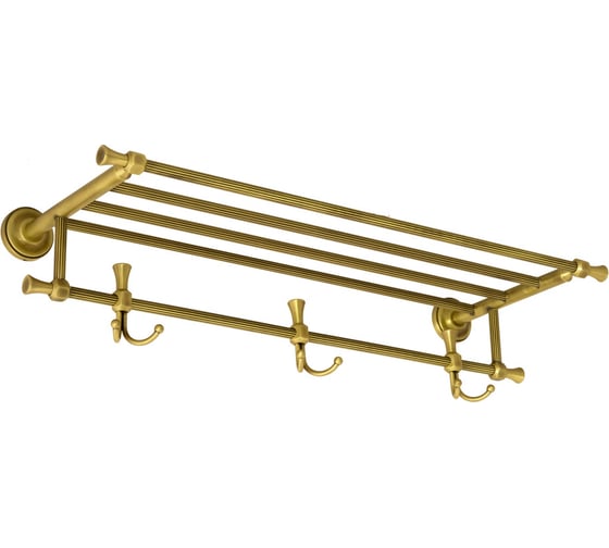 Изображение товара Полка-держатель для полотенец Migliore FORTUNA с 3-мя двойными крючками L65хP25xh13 см, бронза 27713