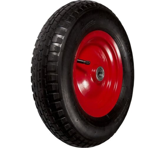 Изображение товара Колесо со стальным ободом, протекторной резиной, шариковым подшипником и ступицей (D380 (16); ступица 68 мм) Tech-Krep 148424