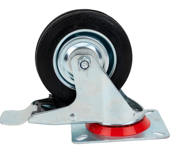 Изображение товара Колесо промышленное поворотное с роликовым подшипником и площадкой с тормозом D100 мм Tech Tech-Krep 148524
