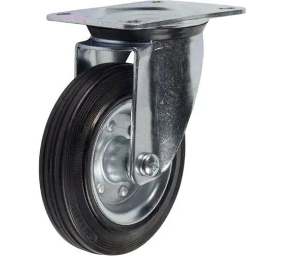 Изображение товара Промышленное усиленное колесо SRC 97 80 мм, площадка, поворотное, черная резина, роликоподшипник TOR 1027183