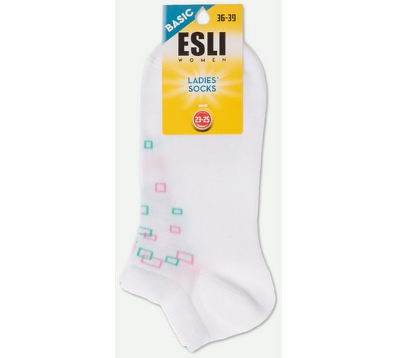 Изображение товара Хлопковые женские носки ESLI basic 20с-39спе, короткие, р. 23-25, 075 белый 1001322830030015075