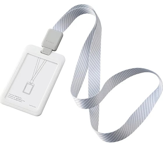 Изображение товара Вертикальный бейдж COMIX с держателем-рулеткой и светло-серой тесьмой в блистере A7933 LG