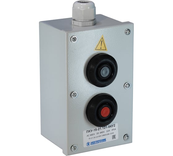 Изображение товара Пост управления Электротехник ПКУ-15-21.121-54У2 (1КЕ081/2(1з и 1р) черная + 1КЕ081/2(1з и 1р) красная + PG-19) ET008513