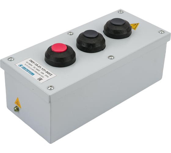 Изображение товара Пост управления Электротехник ПКУ-15-21.131-54У2 (2КЕ081/2(1з и 1р) черная + 1КЕ081/2(1з и 1р) красная + PG-19) ET008511