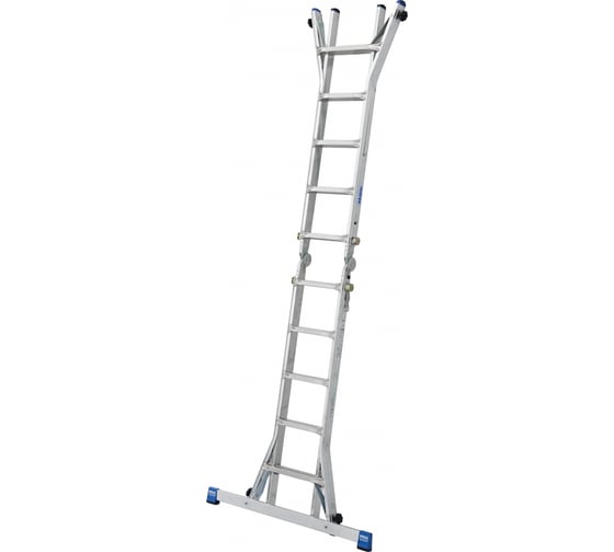 Изображение товара Шарнирная телескопическая лестница KRAUSE STABILO с удлинителями боковин 4 х 4 перекладины 133977