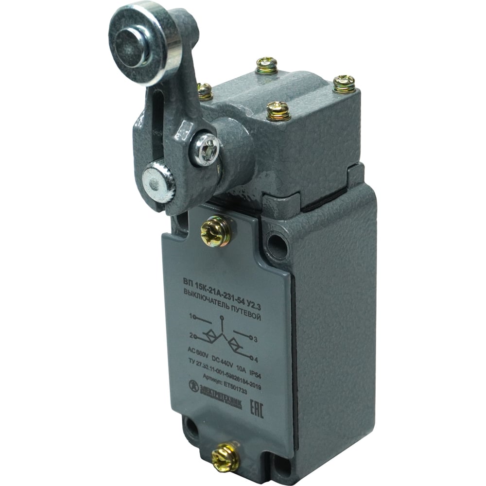 Изображение товара Полумгновенный рычаг с роликом Электротехник ВП 15К-21А-231-54 У2.3 IP54