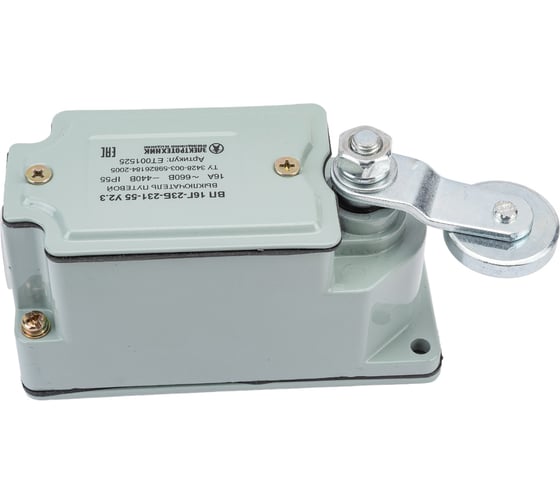 Изображение товара Путевой выключатель Электротехник ВП 16Г-23Б-231-55 У2.3, рычаг с роликом, без сальника, ход вправо, cамовозврат, 1з и 1р, IP55 ET001525