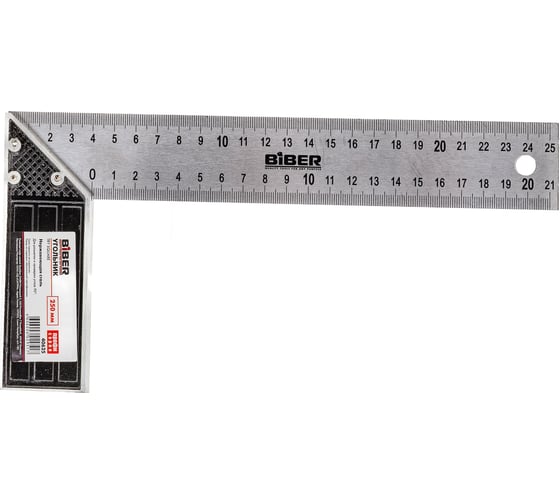 Изображение товара Столярный угольник из нержавеющей стали с гравировкой, 250 мм Biber ПРОФИ 40625 тов-093465