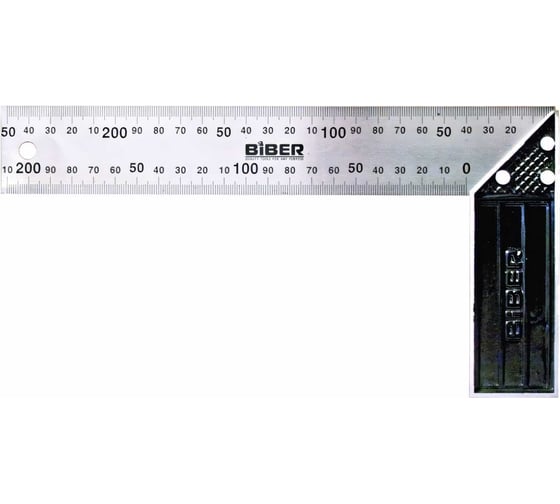 Изображение товара Столярный угольник из нержавеющей стали с гравировкой, 300 мм Biber ПРОФИ 40630 тов-093466