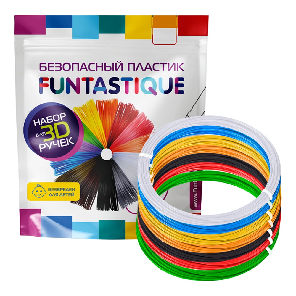 Изображение товара Набор pla-пластика для 3д ручек FUNTASTIQUE 7 цветов, 5 м PLA-PEN-7-5