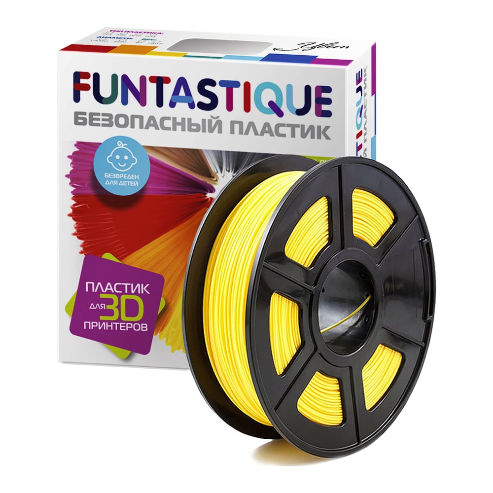 Изображение товара Пластик в катушке FUNTASTIQUE PETG 1.75 мм желтый 1 кг для 3D печати