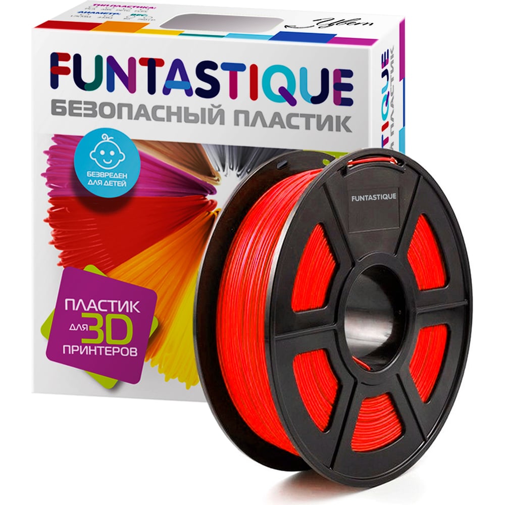 Изображение товара Пластик FUNTASTIQUE PLA Lumi Красный 1,75 мм 1 кг