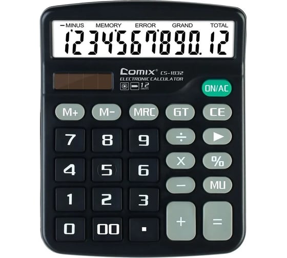 Изображение товара Калькулятор COMIX 12-разрядный, двойное питание, 150x120 мм CS-1832