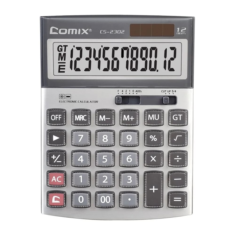 Изображение товара 12-разрядный калькулятор COMIX CS-2302 серебристый двухпитание compact