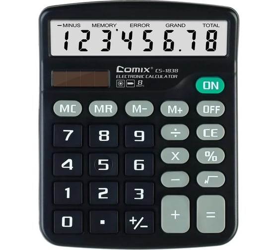 Изображение товара Калькулятор COMIX 8-разрядный, двойное питание, 147x119 мм CS-1838